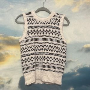 Brown and white scoop neck sweater vest